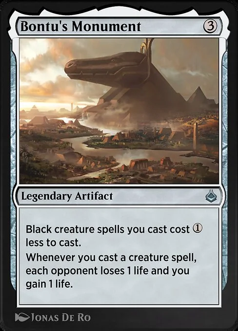 Bontu's Monument, carta Magic di tipo Legendary Artifact illustrata da Jonas De Ro