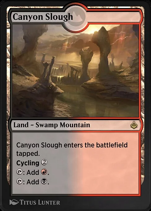 Canyon Slough, carta Magic di tipo Land — Swamp Mountain illustrata da Titus Lunter