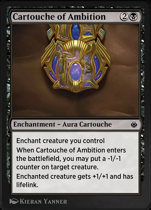 Cartouche of Ambition, carta Magic di tipo Enchantment — Aura Cartouche illustrata da Kieran Yanner