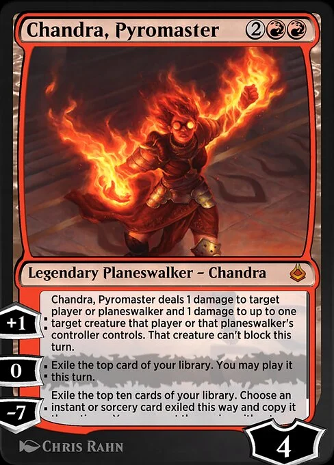 Chandra, Pyromaster, carta Magic di tipo Legendary Planeswalker — Chandra illustrata da Chris Rahn