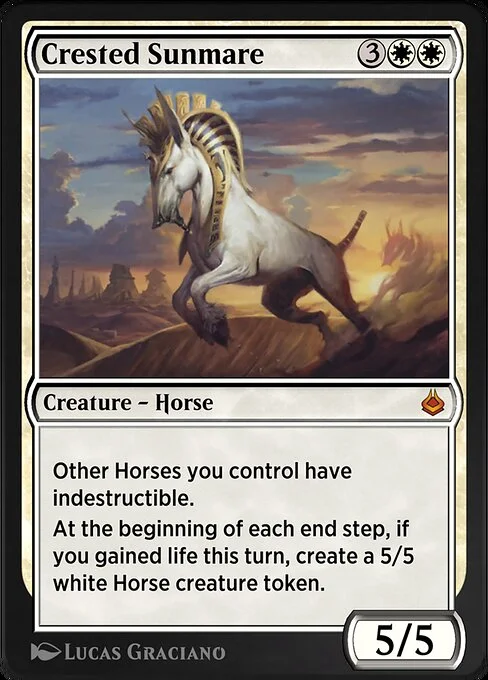 Crested Sunmare, carta Magic di tipo Creature — Horse illustrata da Lucas Graciano