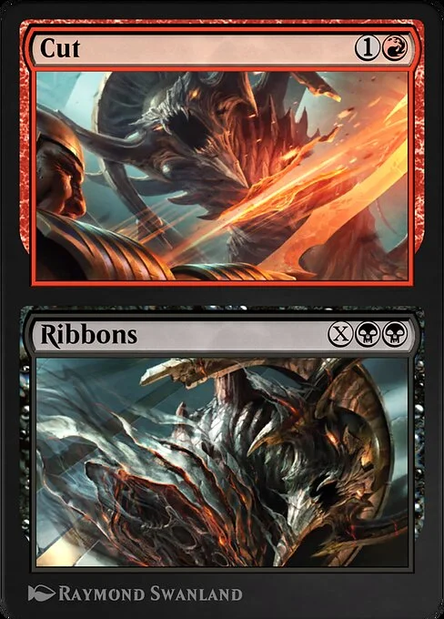 Cut // Ribbons, carta Magic di tipo Sorcery // Sorcery illustrata da Raymond Swanland