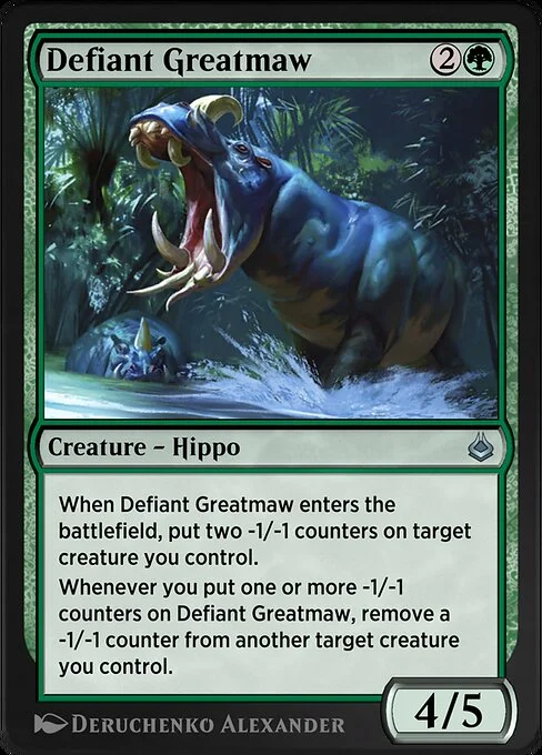 Defiant Greatmaw, carta Magic di tipo Creature — Hippo illustrata da Deruchenko Alexander