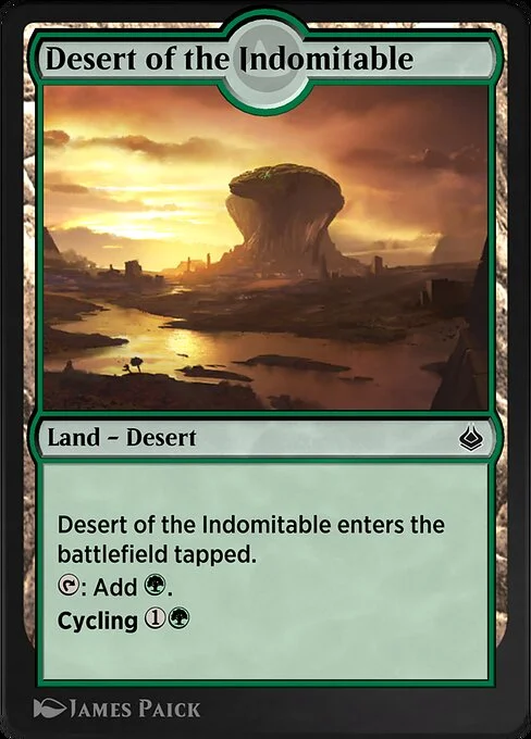 Desert of the Indomitable, carta Magic di tipo Land — Desert illustrata da James Paick