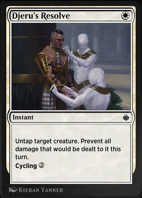 Djeru's Resolve, carta Magic di tipo Instant illustrata da Kieran Yanner
