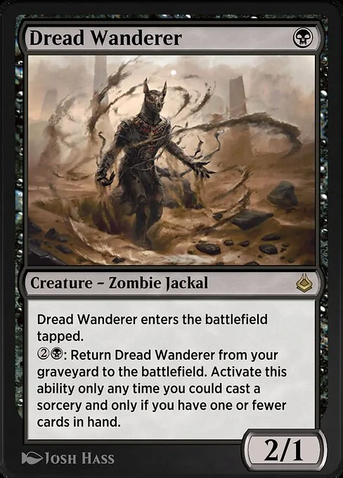 Dread Wanderer, carta Magic di tipo Creature — Zombie Jackal illustrata da Josh Hass