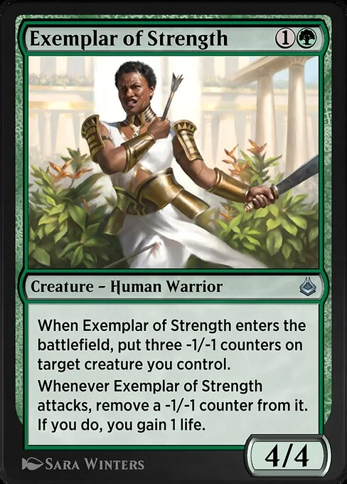 Exemplar of Strength, carta Magic di tipo Creature — Human Warrior illustrata da Sara Winters