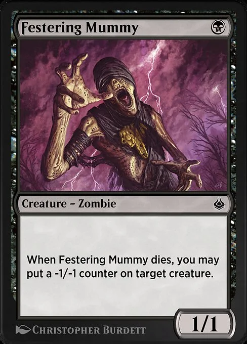 Festering Mummy, carta Magic di tipo Creature — Zombie illustrata da Christopher Burdett