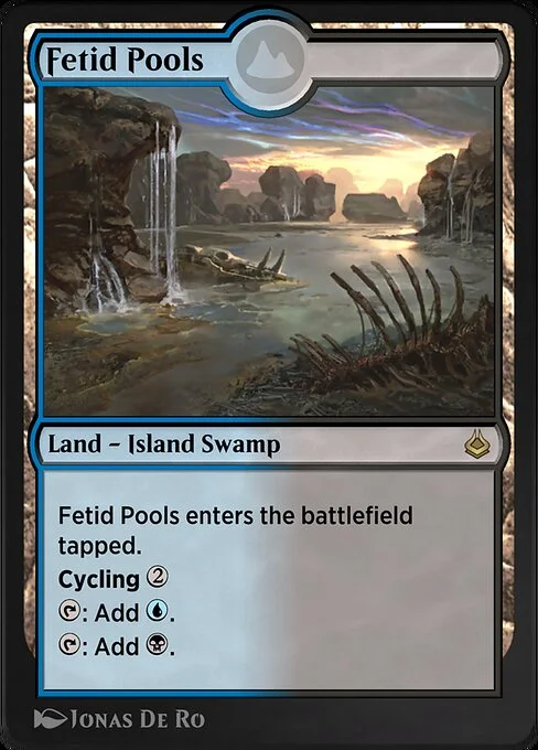 Fetid Pools, carta Magic di tipo Land — Island Swamp illustrata da Jonas De Ro