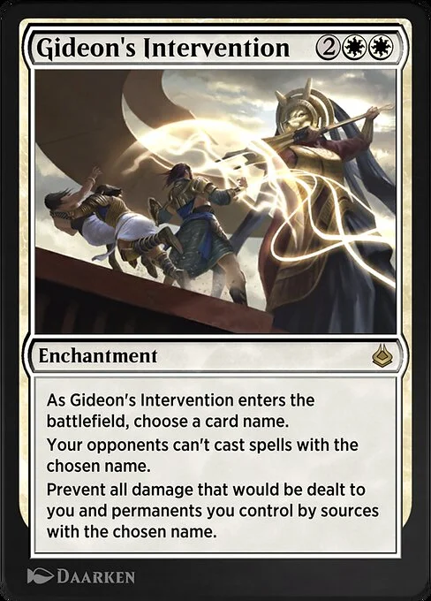 Gideon's Intervention, carta Magic di tipo Enchantment illustrata da Daarken