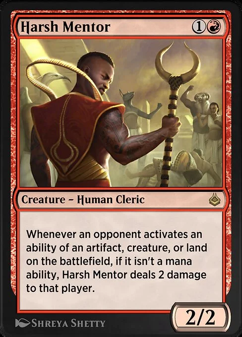 Harsh Mentor, carta Magic di tipo Creature — Human Cleric illustrata da Shreya Shetty