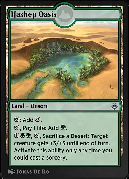 Hashep Oasis, carta Magic di tipo Land — Desert illustrata da Jonas De Ro