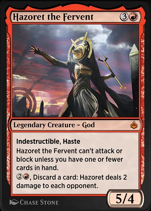 Hazoret the Fervent, carta Magic di tipo Legendary Creature — God illustrata da Chase Stone