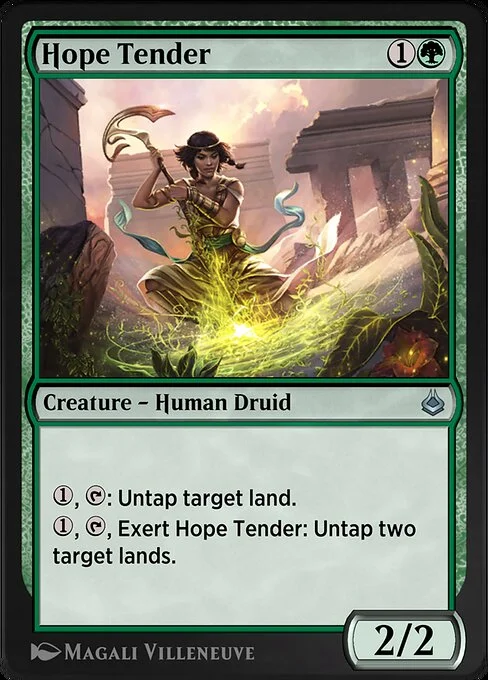 Hope Tender, carta Magic di tipo Creature — Human Druid illustrata da Magali Villeneuve