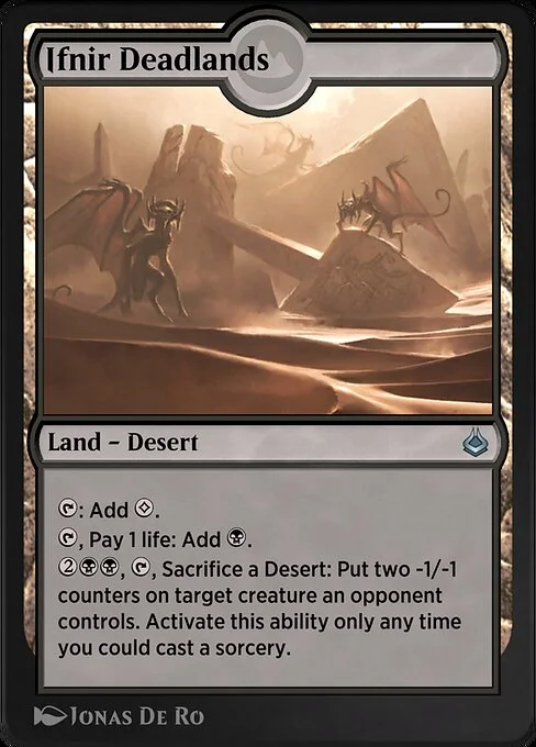 Ifnir Deadlands, carta Magic di tipo Land — Desert illustrata da Jonas De Ro