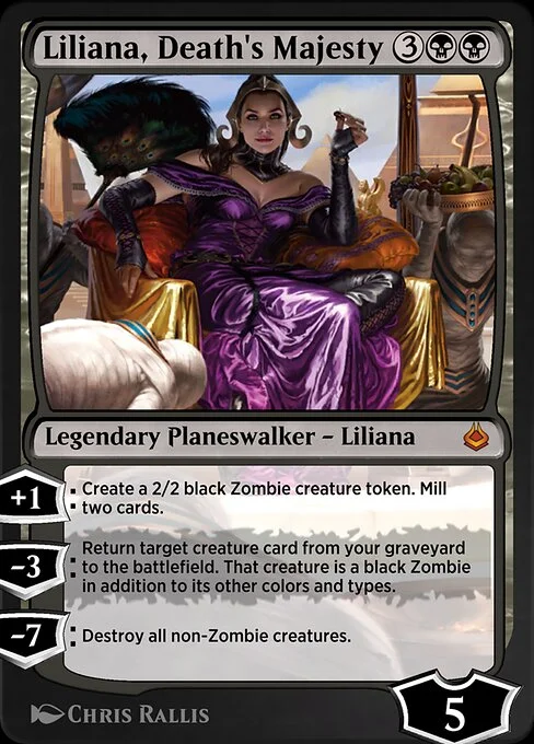 Liliana, Death's Majesty, carta Magic di tipo Legendary Planeswalker — Liliana illustrata da Chris Rallis