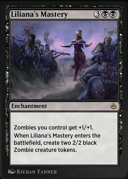 Liliana's Mastery, carta Magic di tipo Enchantment illustrata da Kieran Yanner