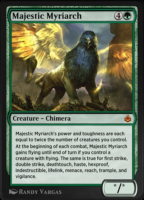 Majestic Myriarch, carta Magic di tipo Creature — Chimera illustrata da Randy Vargas