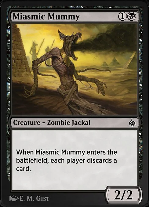 Miasmic Mummy, carta Magic di tipo Creature — Zombie Jackal illustrata da E. M. Gist