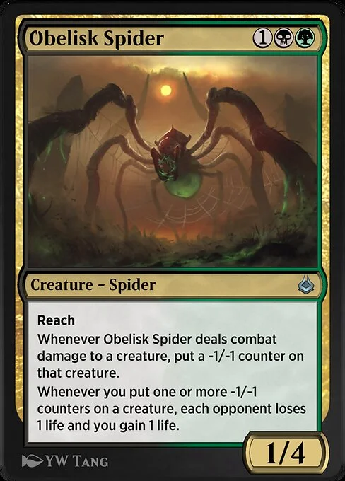 Obelisk Spider, carta Magic di tipo Creature — Spider illustrata da YW Tang