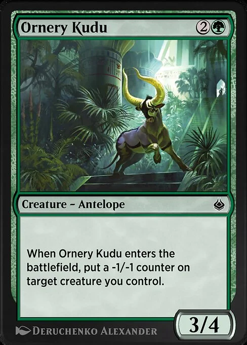 Ornery Kudu, carta Magic di tipo Creature — Antelope illustrata da Deruchenko Alexander