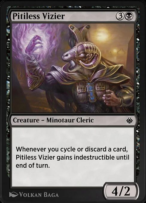 Pitiless Vizier, carta Magic di tipo Creature — Minotaur Cleric illustrata da Volkan Baǵa