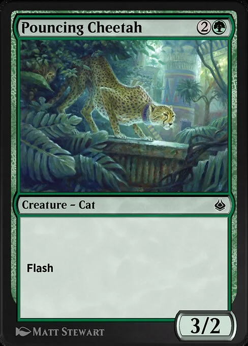 Pouncing Cheetah, carta Magic di tipo Creature — Cat illustrata da Matt Stewart