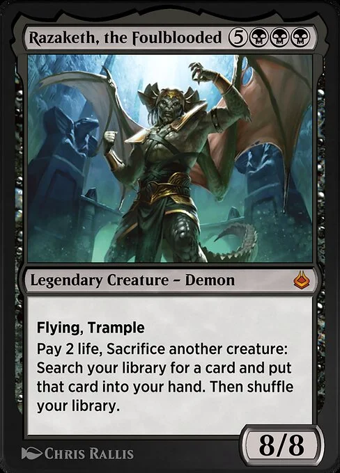 Razaketh, the Foulblooded, carta Magic di tipo Legendary Creature — Demon illustrata da Chris Rallis