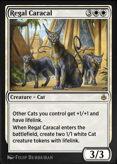 Regal Caracal, carta Magic di tipo Creature — Cat illustrata da Filip Burburan