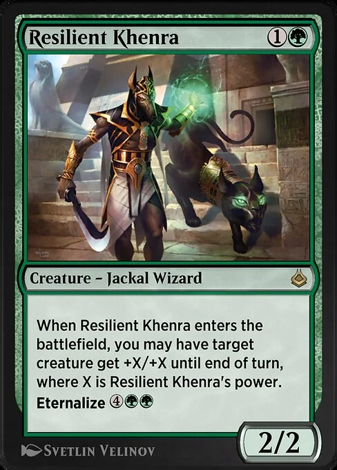 Resilient Khenra, carta Magic di tipo Creature — Jackal Wizard illustrata da Svetlin Velinov