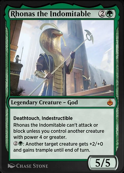 Rhonas the Indomitable, carta Magic di tipo Legendary Creature — God illustrata da Chase Stone