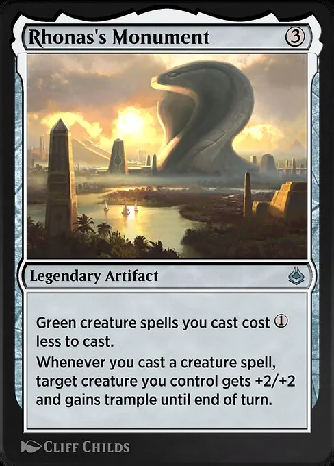 Rhonas's Monument, carta Magic di tipo Legendary Artifact illustrata da Cliff Childs