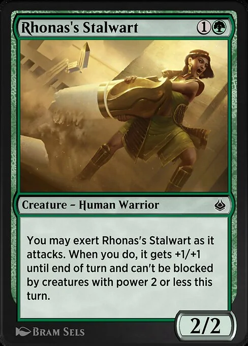 Rhonas's Stalwart, carta Magic di tipo Creature — Human Warrior illustrata da Bram Sels