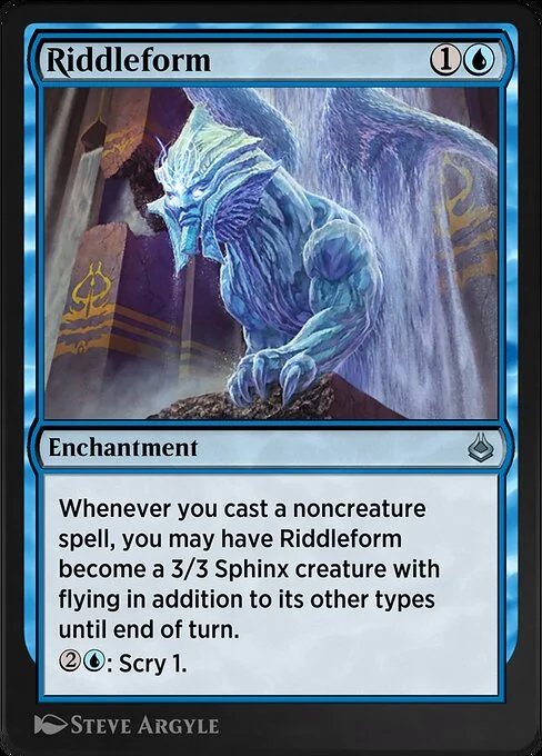 Riddleform, carta Magic di tipo Enchantment illustrata da Steve Argyle