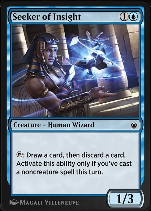 Seeker of Insight, carta Magic di tipo Creature — Human Wizard illustrata da Magali Villeneuve