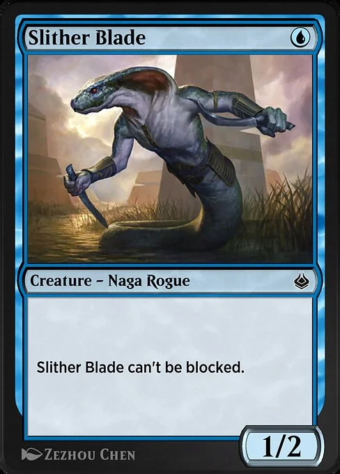 Slither Blade, carta Magic di tipo Creature — Snake Rogue illustrata da Zezhou Chen