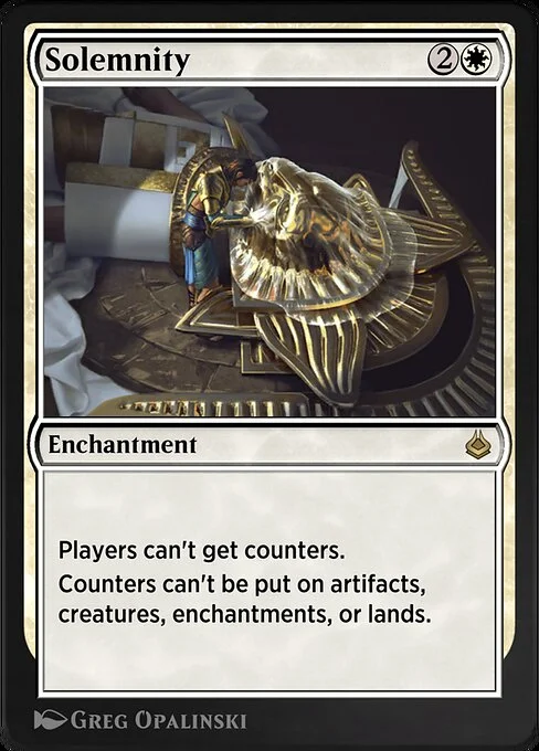 Solemnity, carta Magic di tipo Enchantment illustrata da Greg Opalinski