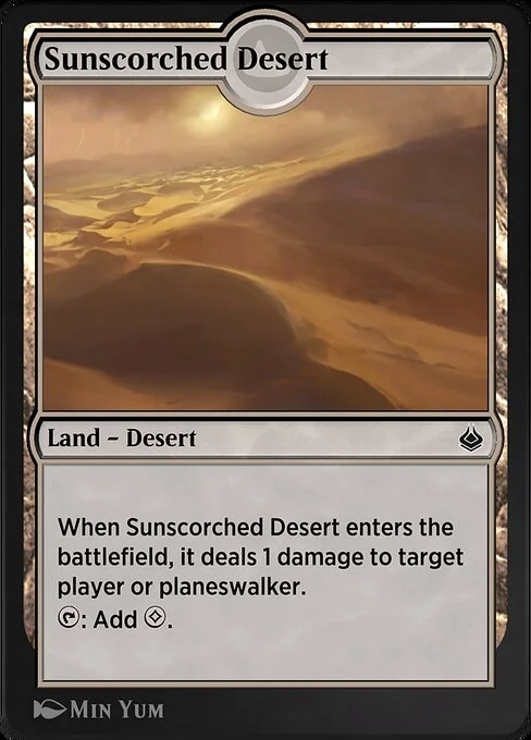 Sunscorched Desert, carta Magic di tipo Land — Desert illustrata da Min Yum