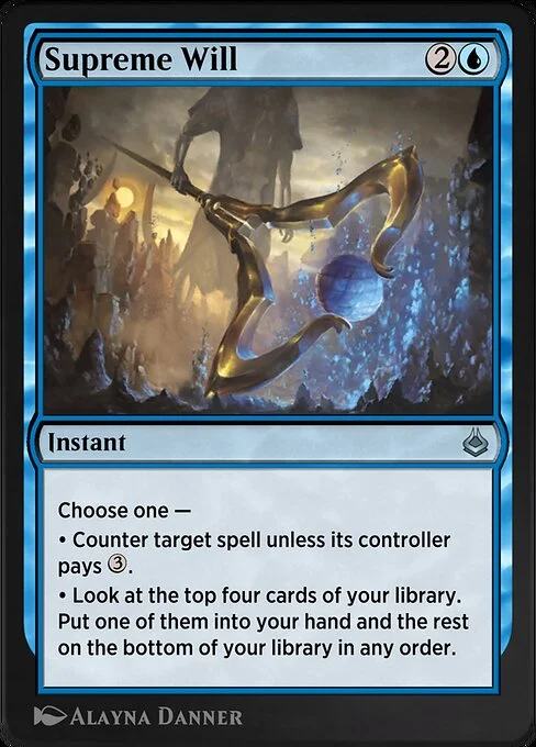 Supreme Will, carta Magic di tipo Instant illustrata da Alayna Danner