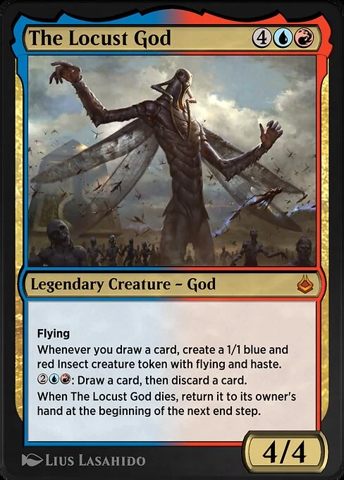 The Locust God, carta Magic di tipo Legendary Creature — God illustrata da Lius Lasahido