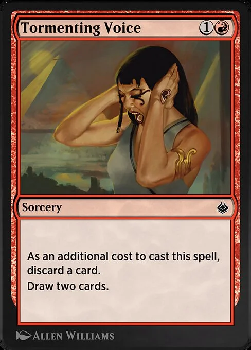 Tormenting Voice, carta Magic di tipo Sorcery illustrata da Allen Williams