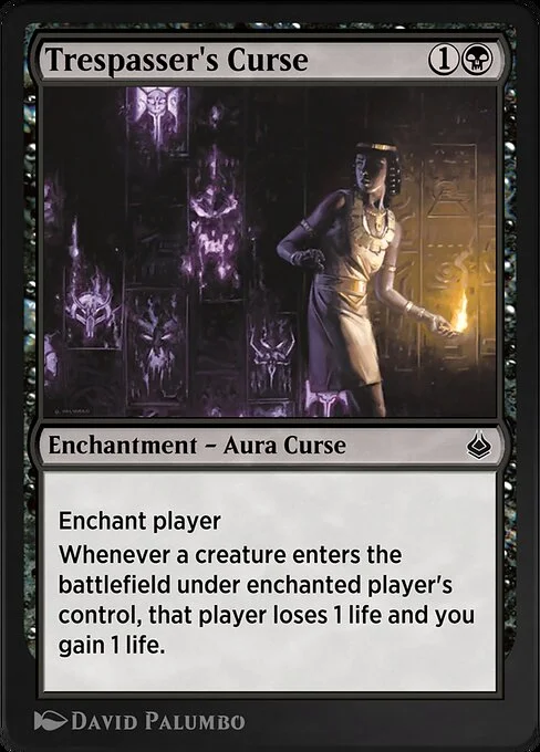 Trespasser's Curse, carta Magic di tipo Enchantment — Aura Curse illustrata da David Palumbo
