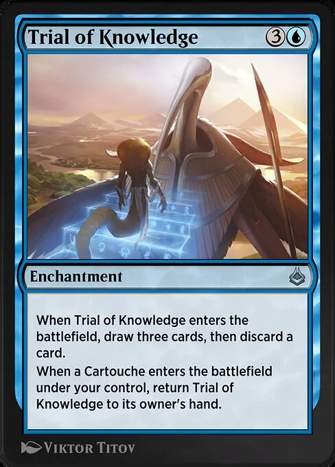 Trial of Knowledge, carta Magic di tipo Enchantment illustrata da Viktor Titov