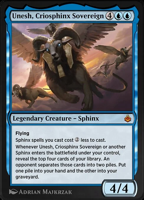 Unesh, Criosphinx Sovereign, carta Magic di tipo Legendary Creature — Sphinx illustrata da Adrian Majkrzak