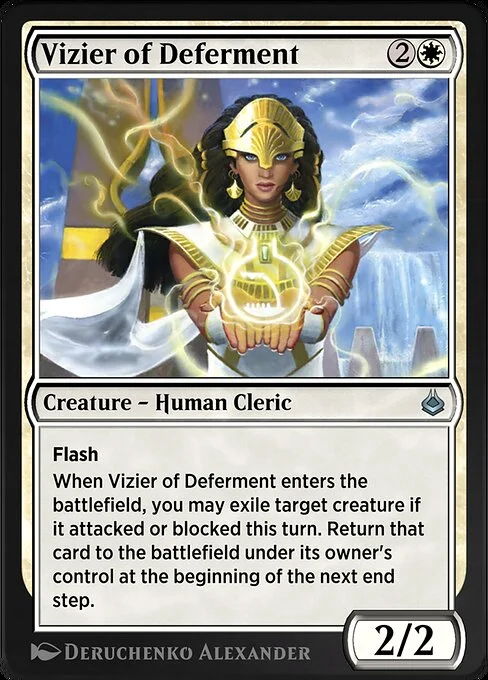 Vizier of Deferment, carta Magic di tipo Creature — Human Cleric illustrata da Deruchenko Alexander
