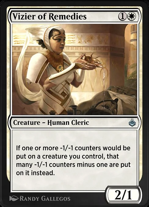 Vizier of Remedies, carta Magic di tipo Creature — Human Cleric illustrata da Randy Gallegos