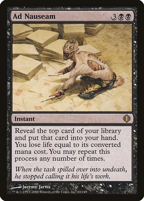 Ad Nauseam, carta Magic di tipo Instant illustrata da Jeremy Jarvis