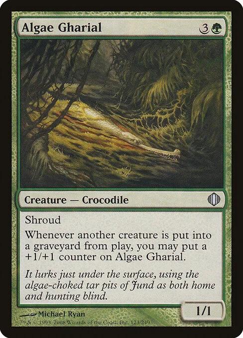Algae Gharial, carta Magic di tipo Creature — Crocodile illustrata da Michael Ryan