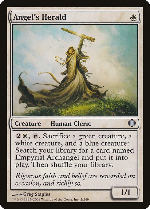 Angel's Herald, carta Magic di tipo Creature — Human Cleric illustrata da Greg Staples