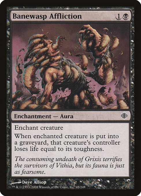 Banewasp Affliction, carta Magic di tipo Enchantment — Aura illustrata da Dave Allsop